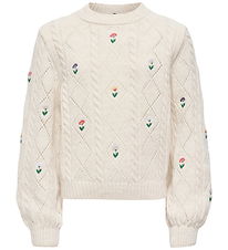 Kids Only Bluse - Strik - KogFlower - Tofu/Flowers EMB