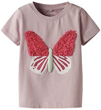 Name It T-shirt - NmfLofla - Burnished Lilac m. Sommerfugl
