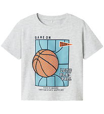 Name It T-shirt - NmmKeith - Lysegråmeleret m. Print