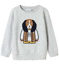 Name It Sweatshirt - NmmKamden - Lysegråmeleret m. Print