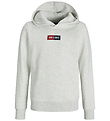 Jack & Jones Hættetrøje - JjPan - White Melange m. Logo