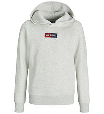 Jack & Jones Hættetrøje - JjPan - White Melange m. Logo