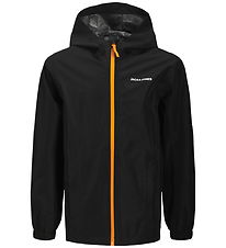 Jack & Jones Regnjakke - PE -  JjefLynn - Sort/Dark Cheddar Zipp