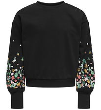 Kids Only Sweatshirt - KogBrooke - Sort/Sleeve Flower