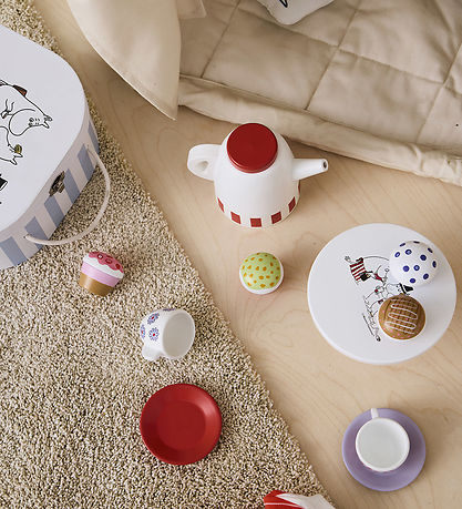 Kids Concept Kaffestel - Træ - Hvid/Rød m. Mumitrolde