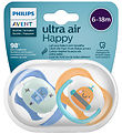 Philips Avent Sutter - 2-pak - Ultra Air - Blå/Orange m. Robot