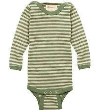 Engel Bodysuit l/s - Wool - Sage Green Melange/Natural