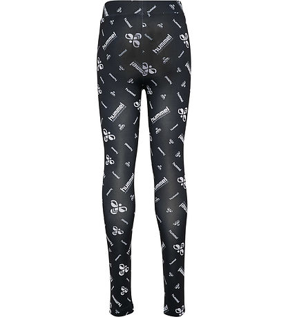 Hummel Leggings - hmlJR Gym - Sort/Hvid m. logo
