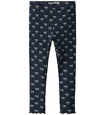 Name It Leggings - Rib - NmfKarinna - Navy Blazer w. Bows