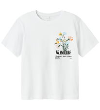 Name It T-shirt - NkmLaurel - Bright White m. Blomster