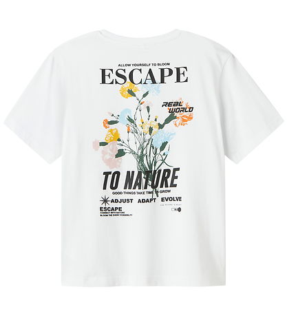 Name It T-shirt - NkmLaurel - Bright White m. Blomster