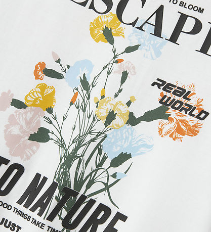 Name It T-shirt - NkmLaurel - Bright White m. Blomster