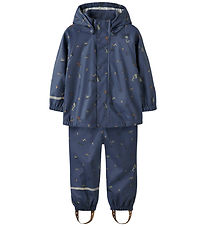 Name It Regntøj m. Seler - NmmDry10 - Vintage Indigo m. Print