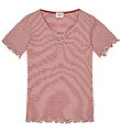 Mads Nørgaard T-shirt - Rib - Stripe Tiki - Winery/Vanilla Ice