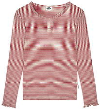Mads Nørgaard Bluse - Rib - Stripe Tala - Winery/Vanilla Ice