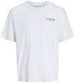 Jack & Jones T-shirt - JjNinety - Hvid m. Blå