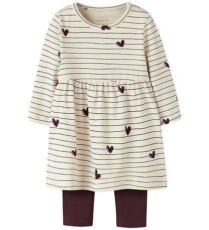 Name it Kjole/Leggings - NbfVandora - Summer Sand/Fig