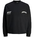 Jack & Jones Sweatshirt - JcoSignal - Sort m. Hvid
