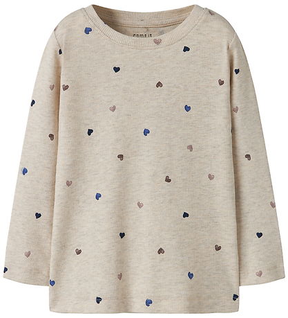 Name It Bluse - Rib - Noos - NmfNutti - Peyote Melange m. Hjerte