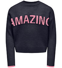 Kids Only Bluse - Strik - KogAmour - Night Sky/Amazing/Sea Pink