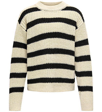 Kids Only Bluse - Strik - Noos - KogJusty - Eggnog/Black