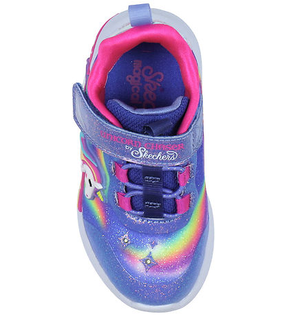 Skechers Sko m. Lys - Unicorn Chaser - Blå/Multi