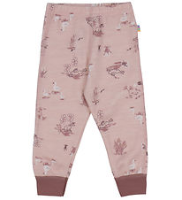 Joha Leggings - Uld/Bambus - Lyserød m. Print
