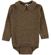 Joha Bodysuit l/s - Wool/Silk - Brown Melange
