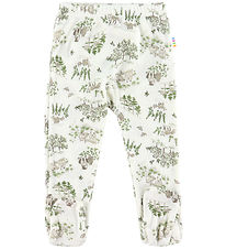 Joha Leggings m. Fødder - Uld/Silke - Off White m. Træer