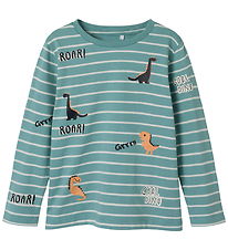Name It Bluse - NmmPtenne - Mineral Blue m. Dinoer
