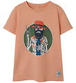 Name It T-shirt - NkmPbruno - Peach Nectar m. Print