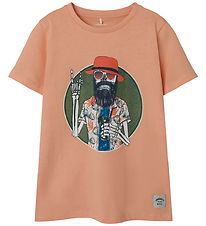 Name It T-shirt - NkmPbruno - Peach Nectar m. Print