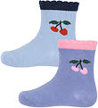 Konges Sløjd Strømper - 2-pak - Jaquard Frill - Blue Fog/Purple 