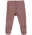 Joha Leggings m. Fødder - Uld - Rose m. Striber