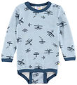 Joha Bodysuit l/s - Wool/Bamboo - Light Blue w. Print
