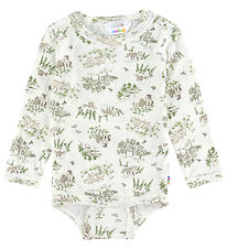 Joha Bodysuit l/s - Wool/Silk - Off White w. Trees