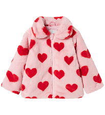 Name It Jacket - Faux Fur - NmfMindy - Nosegay w. Hearts