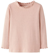 Lil Atelier Bluse - Rib - NmfNora - Cameo Rose m. Hulmønster