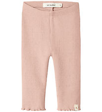 Lil Atelier Leggings - Rib - NbfNora - Cameo Rose m. Hulmønster
