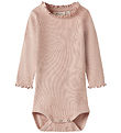 Lil' Atelier Bodysuit l/s - Rib - NbfNora - Cameo Rose w. Pointe