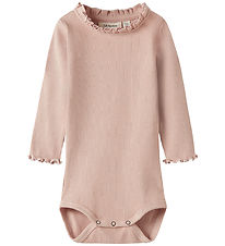 Lil Atelier Body l/æ - Rib - NbfNora - Cameo Rose m. Hulmønster