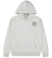Abercrombie & Fitch Hættetrøje - Lysegråmeleret m. Print