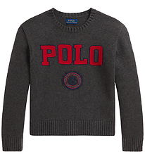 Polo Ralph Lauren Bluse - Strik - Gråmeleret m. Rød