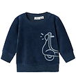 Name It Sweatshirt - Fløjl - NbmNando - Insignia Blue m. Print