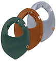 Name It Drool bib - 3-Pack - Rib - NbmYasim - Green/Blue/Brown
