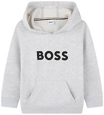 BOSS Hættetrøje - Gråmeleret m. Logo