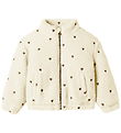 Lil' Atelier Fleecejakke - NmfNalo - Turtledove/Sort m. Hjerter
