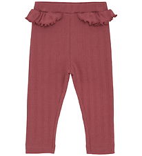 En Fant Leggings - Rib - Roan Rouge m. Hulmønster