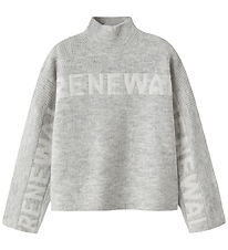 Name It Bluse - Strik - Rib - NkfNuva - Lysegråmeleret