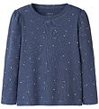 Name It Bluse - Rib - NmfNelia - Blue Indigo m. Blomster